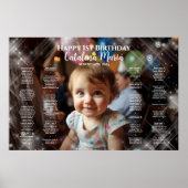 Eerste verjaardag foto zitkaart 1e verjaardag poster (Voorkant)