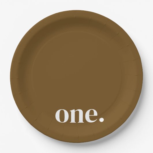 Eerste Verjaardag Fotopapier Bord in Bruin & Wit (Voorkant)