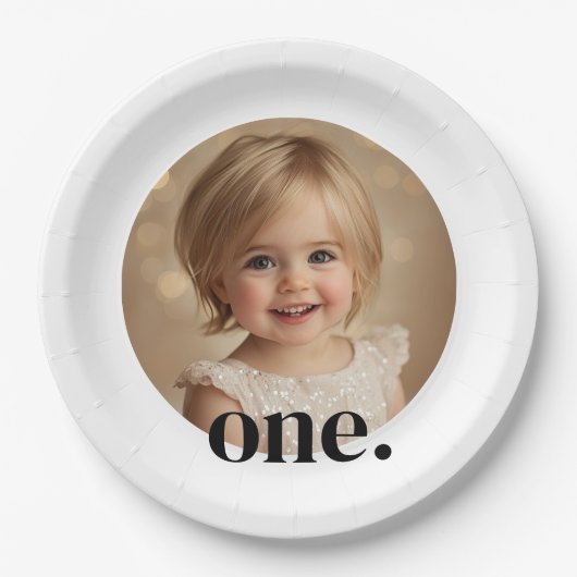 Eerste Verjaardag Fotopapier Bord in Zwart & Wit (Voorkant)