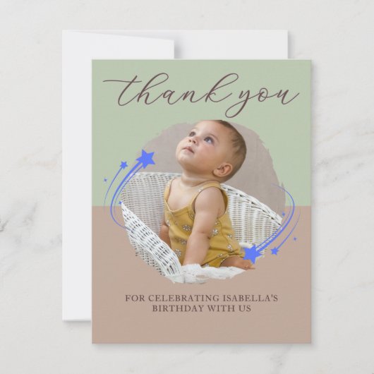Eerste Verjaardag Fotoshoot Star Bedankt Card (Voorkant)