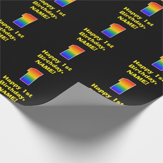 Eerste verjaardag: Fun, kleurrijke regenboog geïns Cadeaupapier (Hoek)