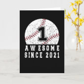 Eerste verjaardag geboren in 2021 honkbaljongen 1  kaart (Gele Bloem)