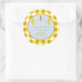 Eerste verjaardag Gele Gingham Vis Bedankt Ronde Sticker (Tas)