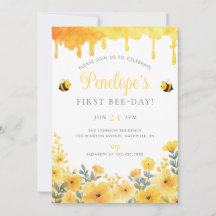 Eerste Verjaardag Gele Wilde Bloemen Eerste Bijend