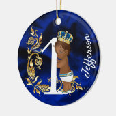 Eerste verjaardag gepersonaliseerd Afro-Amerikaans Keramisch Ornament (Links)