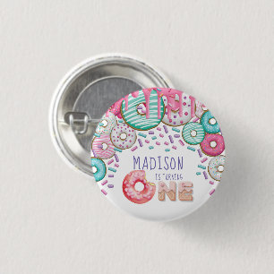 Eerste verjaardag Gepersonaliseerde Donut Sprinkle Ronde Button 3,2 Cm