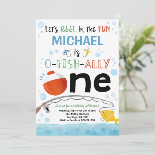 Eerste verjaardag Gevist feest Kaart (Staand voorkant)