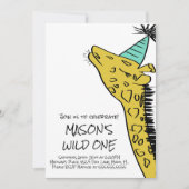 Eerste verjaardag Giraffes Wilde dierentuin Partij Kaart (Voorkant)