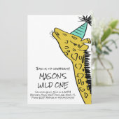 Eerste verjaardag Giraffes Wilde dierentuin Partij Kaart (Staand voorkant)
