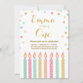 Eerste verjaardag: Girl Confetti Candles Kaart (Voorkant)