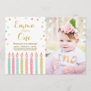 Eerste verjaardag: Girl Confetti Candles Kaart