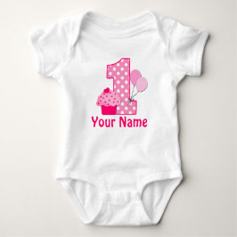 Eerste verjaardag Girl Pink Cupcake Romper
