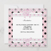 Eerste verjaardag Girl Pink Cupcakes Black White B Kaart (Achterkant)