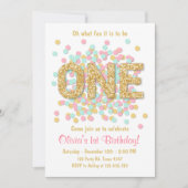 Eerste verjaardag: Girl Pink Gold Mint Kaart (Voorkant)