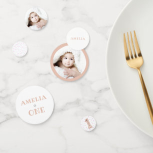 Eerste Verjaardag Girly Baby Meisje Foto Verjaarda Confetti