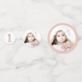 Eerste Verjaardag Girly Baby Meisje Foto Verjaarda Confetti (Voorkanten)