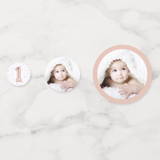 Eerste Verjaardag Girly Baby Meisje Foto Verjaarda Confetti (Voorkanten)
