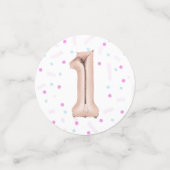 Eerste Verjaardag Girly Baby Meisje Foto Verjaarda Confetti (Kleine voorkant)