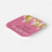 Eerste verjaardag Girly Pink & Gold Balloon Birthd Papieren Bordje (Gebogen)