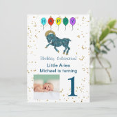 Eerste verjaardag Gold & ballonnen & foto's Kaart (Staand voorkant)