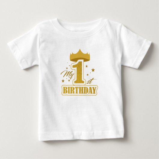 Eerste verjaardag Golden Letter T shirt (Voorkant)