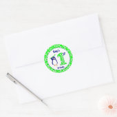 Eerste verjaardag Golfpinguïn Ronde Sticker (Envelop)