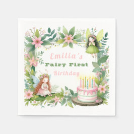 Eerste verjaardag Groene Pastel Fee - Servet