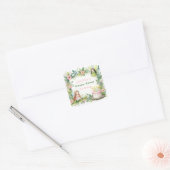Eerste verjaardag groene pastel fee - vierkante sticker (Envelop)
