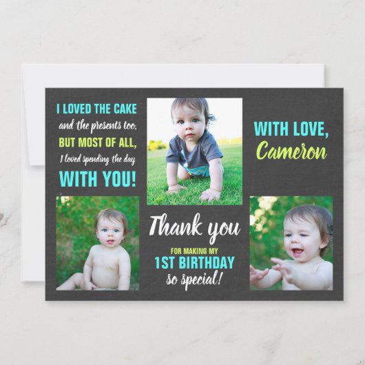 Eerste verjaardag Hartelijk dank Kaart (Voorkant)