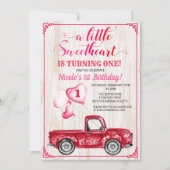 Eerste verjaardag harten ballon vrachtwagen uitnod kaart (Voorkant)