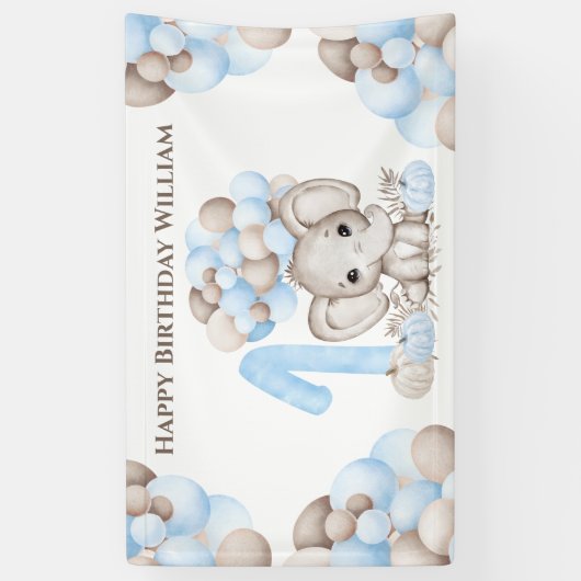 Eerste verjaardag Herfst Elephant Boy Banner (Verticaal)