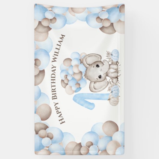 Eerste verjaardag Herfst Elephant Boy Banner (Verticaal)