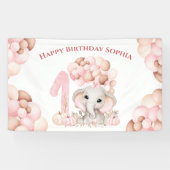Eerste verjaardag Herfst Elephant Girl Banner (Horizontaal)