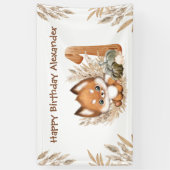 Eerste verjaardag Herfst Little Fox Boy Banner (Verticaal)