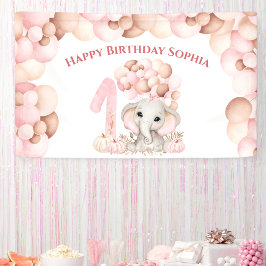 Eerste Verjaardag Herfst Olifant Meisje Ballonnen Spandoek