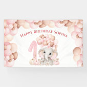 Eerste Verjaardag Herfst Olifant Meisje Ballonnen  Spandoek (Horizontaal)