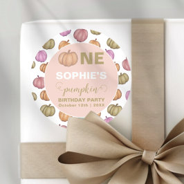 Eerste verjaardag herfst pompoen verjaardagsfeestj ronde sticker