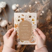 Eerste verjaardag herfst wilde bloemen feest blond kaart