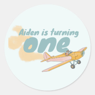 Eerste Verjaardag, hondenliefhebber, vliegtuiglief Ronde Sticker