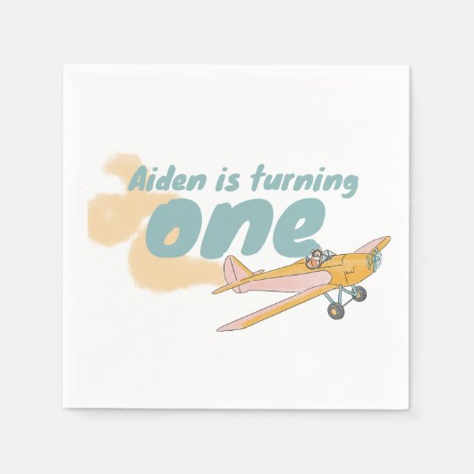 Eerste Verjaardag, hondenliefhebber, vliegtuiglief Servet (Voorkant)