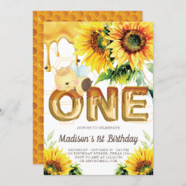 Eerste Verjaardag Honingbij Verjaardag Zonnebloem Kaart