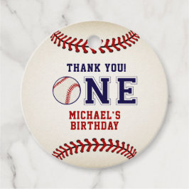 Eerste verjaardag, honkbal bedankjes labels