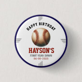 Eerste Verjaardag Honkbal Feestje Ronde Button 3,2 Cm (Voorkant)