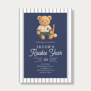 Eerste verjaardag honkbal rookie teddybeer kaart