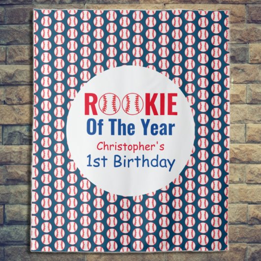 Eerste verjaardag honkbal rookie wandkleed