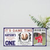 Eerste Verjaardag Honkbal Ticket 1e Verjaardag Kaart (Staand voorkant)