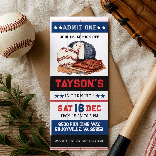 Eerste Verjaardag Honkbal Ticket 1e Verjaardagsfee Kaart
