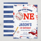 Eerste verjaardag honkbal uitnodiging (Voorkant / Achterkant)