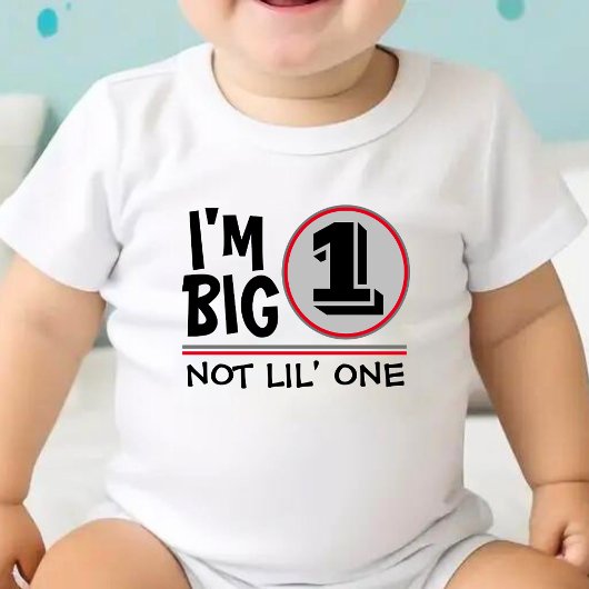 Eerste verjaardag... ik ben Big 1 niet Lil 1 Red & Romper