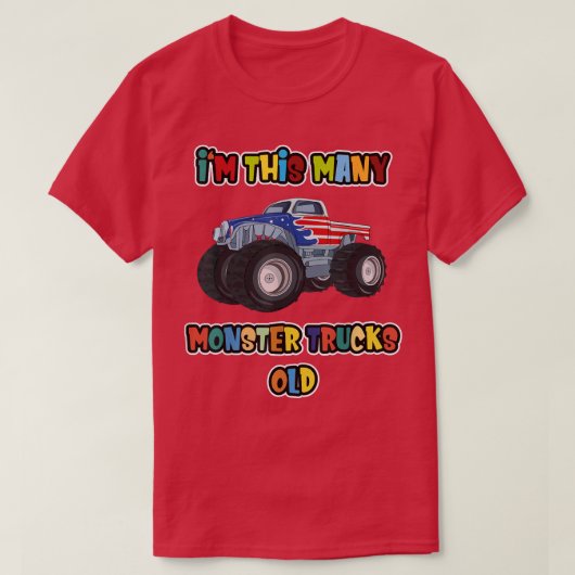 Eerste verjaardag... ik ben zo veel Monster Trucks T-shirt (Design voorkant)